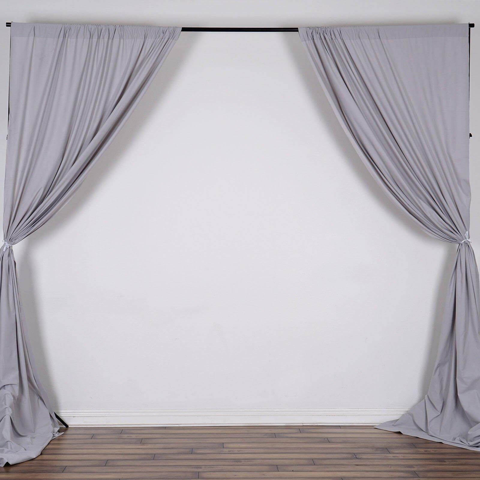 2 Pack Silver Scuba Polyester Event Curtain Drapes, Durable Flame Resistant Backdrop Event Panels Wrinkle Free with Rod Pockets - 10ftx10ft - Linen Luxes