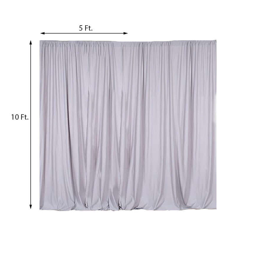 2 Pack Silver Scuba Polyester Event Curtain Drapes, Durable Flame Resistant Backdrop Event Panels Wrinkle Free with Rod Pockets - 10ftx10ft - Linen Luxes
