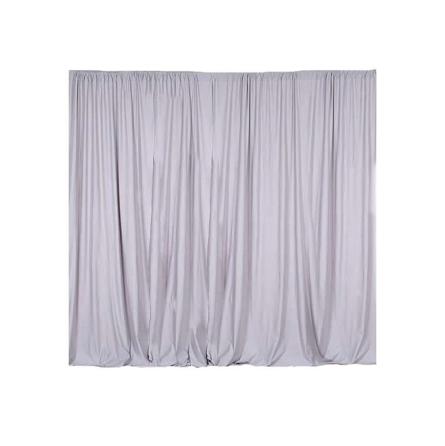 2 Pack Silver Scuba Polyester Event Curtain Drapes, Durable Flame Resistant Backdrop Event Panels Wrinkle Free with Rod Pockets - 10ftx10ft - Linen Luxes