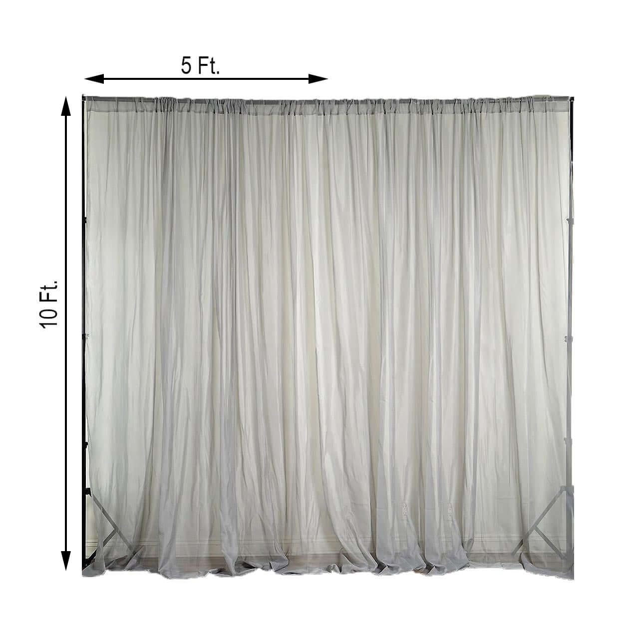 2 Pack Silver Sheer Chiffon Event Curtain Drapes, Durable Flame Resistant Organza Backdrop Event Panels With Rod Pockets - 10ftx10ft - Linen Luxes