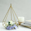 2 - Pack Tealight Candle Holders Gold Metal Pentagon Geometric Open Frame - Flower Stand 9" - Linen Luxes