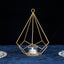2 - Pack Tealight Candle Holders Gold Metal Pentagon Geometric Open Frame - Flower Stand 9" - Linen Luxes