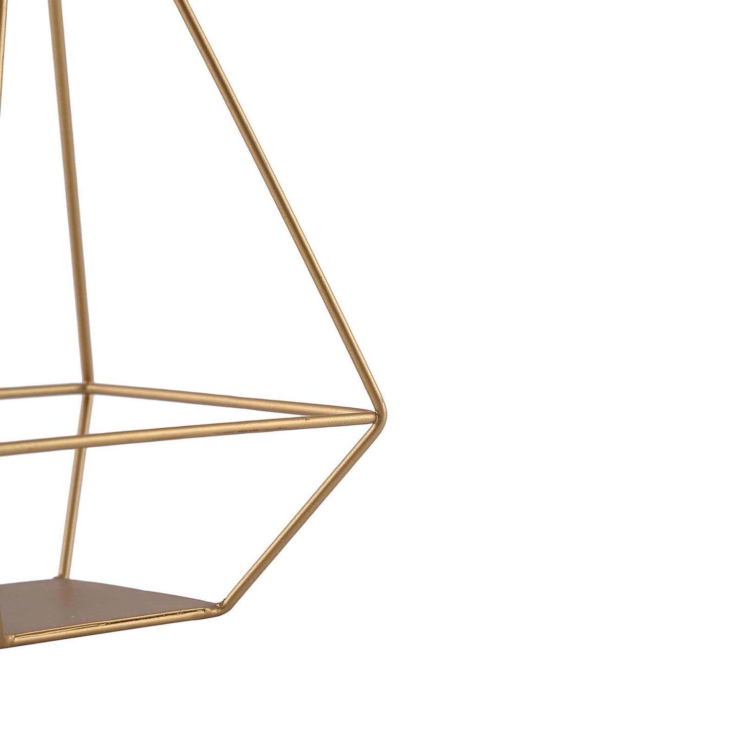 2 - Pack Tealight Candle Holders Gold Metal Pyramid Geometric Open Frame - Flower Stand 9" - Linen Luxes