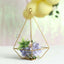2 - Pack Tealight Candle Holders Gold Metal Pyramid Geometric Open Frame - Flower Stand 9" - Linen Luxes