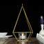2 - Pack Tealight Candle Holders Gold Metal Pyramid Geometric Open Frame - Flower Stand 9" - Linen Luxes
