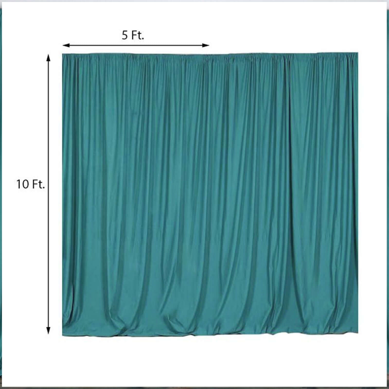 2 Pack Turquoise Scuba Polyester Event Curtain Drapes, Durable Flame Resistant Backdrop Event Panels Wrinkle Free with Rod Pockets - 10ftx10ft - Linen Luxes