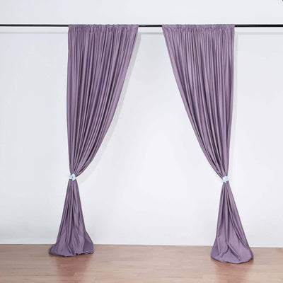 2 Pack Violet Amethyst Scuba Polyester Event Curtain Drapes, Durable Flame Resistant Backdrop Event Panels Wrinkle Free with Rod Pockets - 10ftx10ft - Linen Luxes