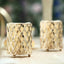 2 - Pack Votive Candle Holders Gold Metal Diamond Cut Geometric Design - Perfect for Home DÃ©cor and Events 4" - Linen Luxes