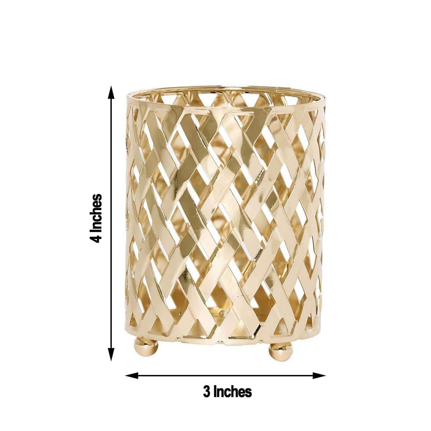 2 - Pack Votive Candle Holders Gold Metal Diamond Cut Geometric Design - Perfect for Home DÃ©cor and Events 4" - Linen Luxes