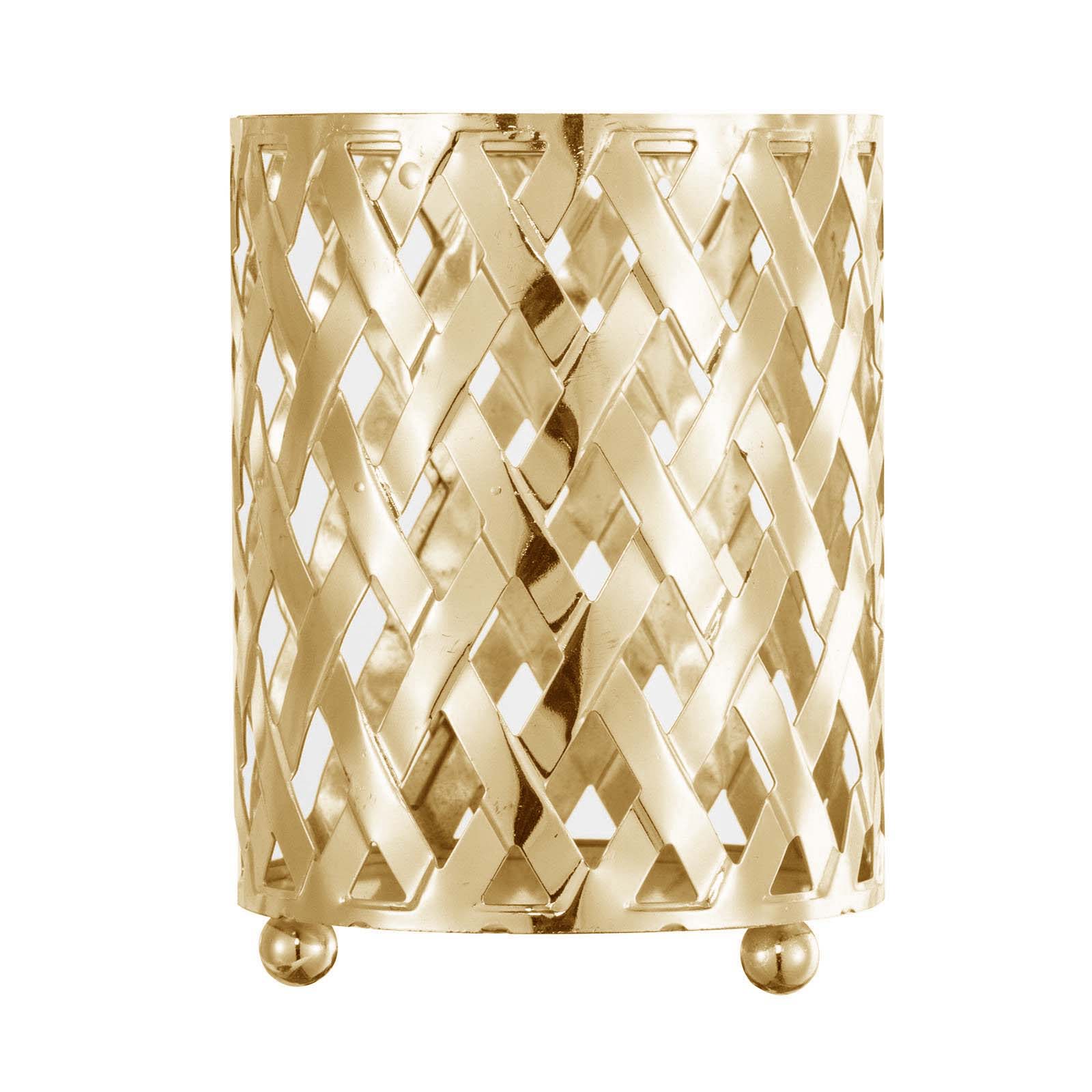 2 - Pack Votive Candle Holders Gold Metal Diamond Cut Geometric Design - Perfect for Home DÃ©cor and Events 4" - Linen Luxes