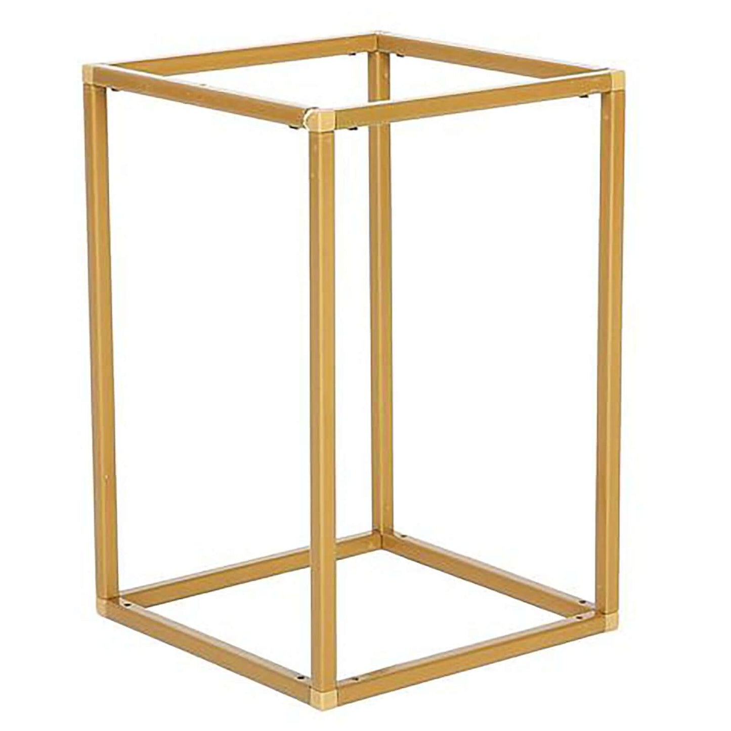 2 - Pack Wedding Flower Stand Gold Metal Geometric Column Frame Rectangular - Versatile Floral Pedestal for Sophisticated Arrangements 12" - Linen Luxes
