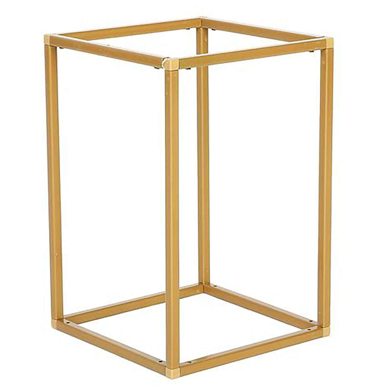 2 - Pack Wedding Flower Stand Gold Metal Geometric Column Frame Rectangular - Versatile Floral Pedestal for Sophisticated Arrangements 12" - Linen Luxes