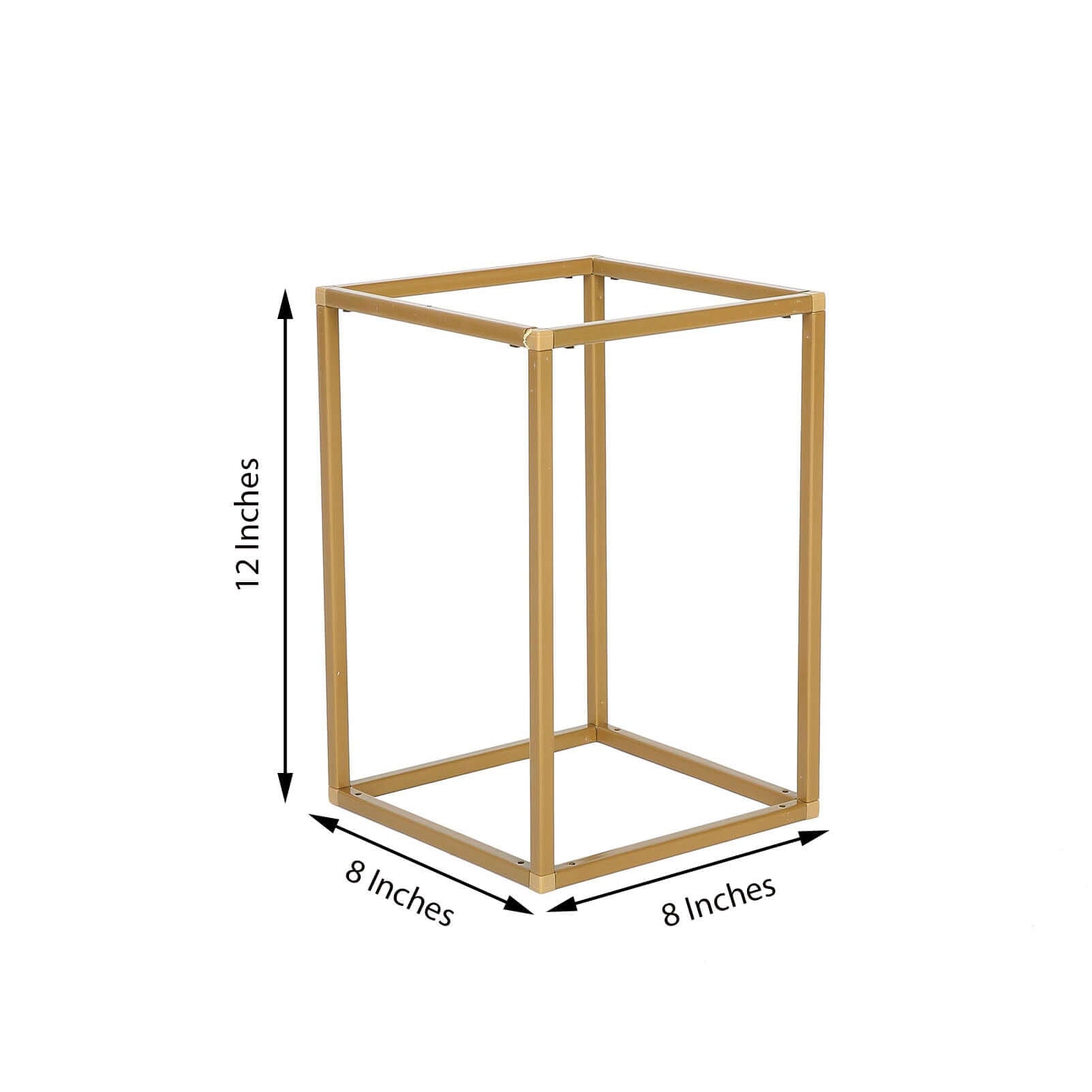2 - Pack Wedding Flower Stand Gold Metal Geometric Column Frame Rectangular - Versatile Floral Pedestal for Sophisticated Arrangements 12" - Linen Luxes