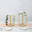 2 - Pack Wedding Flower Stand Gold Metal Geometric Column Frame Rectangular - Versatile Floral Pedestal for Sophisticated Arrangements 12" - Linen Luxes