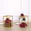 2 - Pack Wedding Flower Stand Gold Metal Geometric Column Frame Rectangular - Versatile Floral Pedestal for Sophisticated Arrangements 12" - Linen Luxes