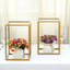 2 - Pack Wedding Flower Stand Gold Metal Geometric Column Frame Rectangular - Versatile Floral Pedestal for Sophisticated Arrangements 12" - Linen Luxes