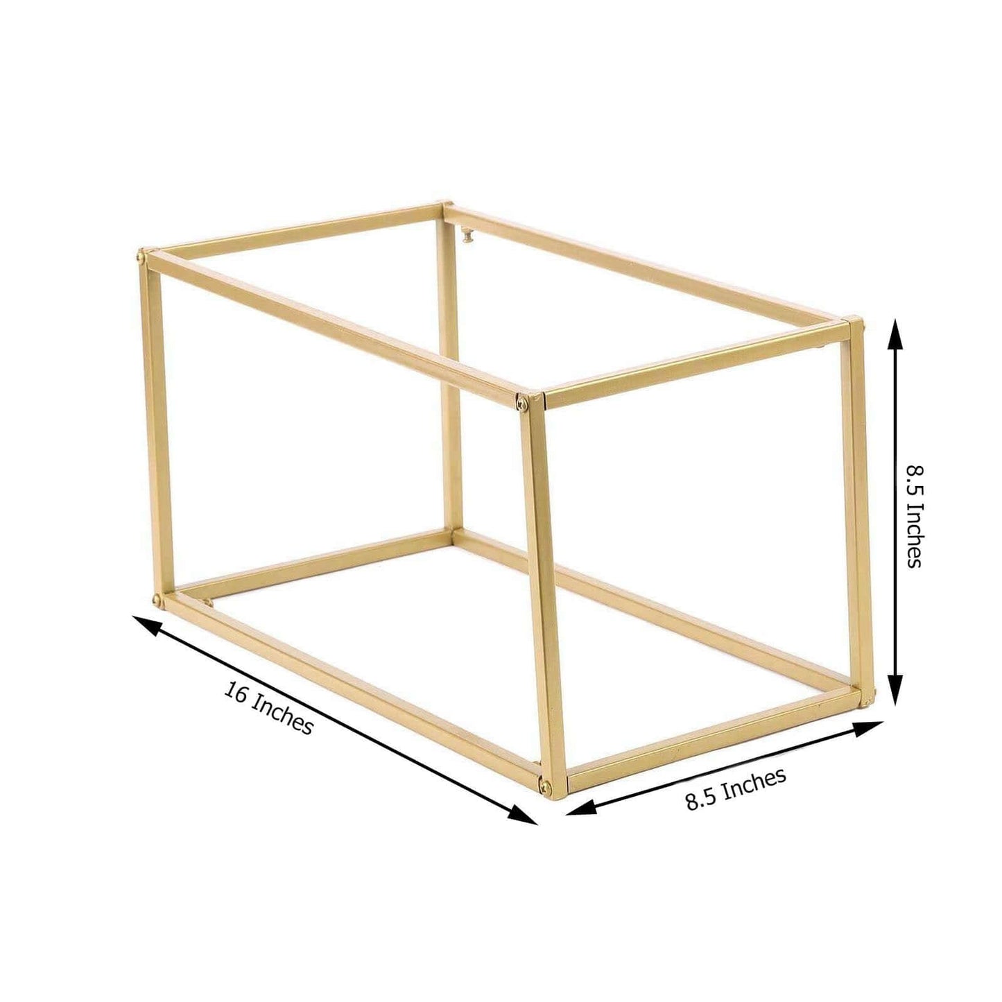 2 - Pack Wedding Flower Stand Gold Metal Geometric Column Frame Rectangular - Versatile Floral Pedestal for Sophisticated Arrangements 16" - Linen Luxes