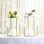 2 - Pack Wedding Flower Stand Gold Metal Geometric Column Frame Rectangular - Versatile Floral Pedestal for Sophisticated Arrangements 16" - Linen Luxes