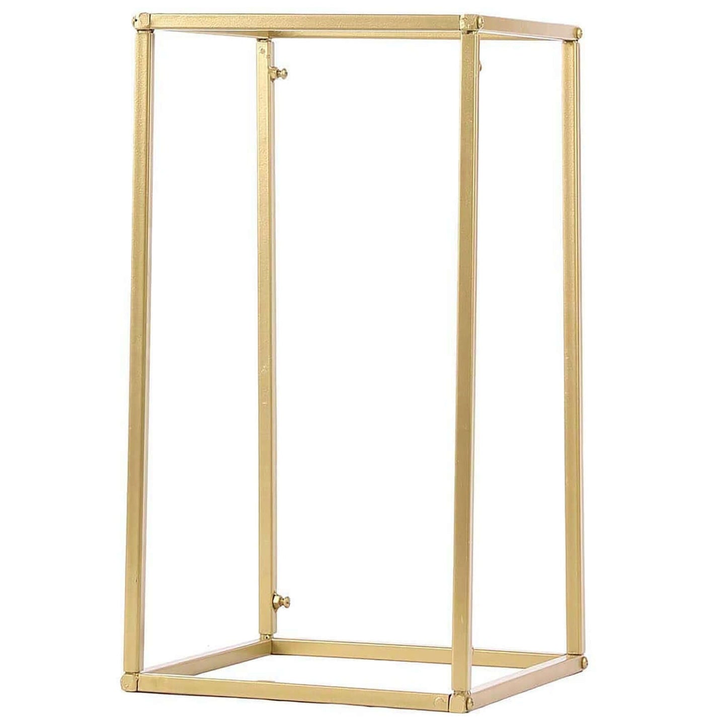 2 - Pack Wedding Flower Stand Gold Metal Geometric Column Frame Rectangular - Versatile Floral Pedestal for Sophisticated Arrangements 16" - Linen Luxes