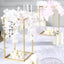 2 - Pack Wedding Flower Stand Gold Metal Geometric Column Frame Rectangular - Versatile Floral Pedestal for Sophisticated Arrangements 16" - Linen Luxes