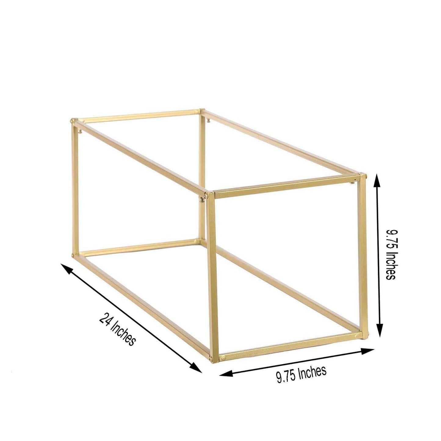 2 - Pack Wedding Flower Stand Gold Metal Geometric Column Frame Rectangular - Versatile Floral Pedestal for Sophisticated Arrangements 24" - Linen Luxes