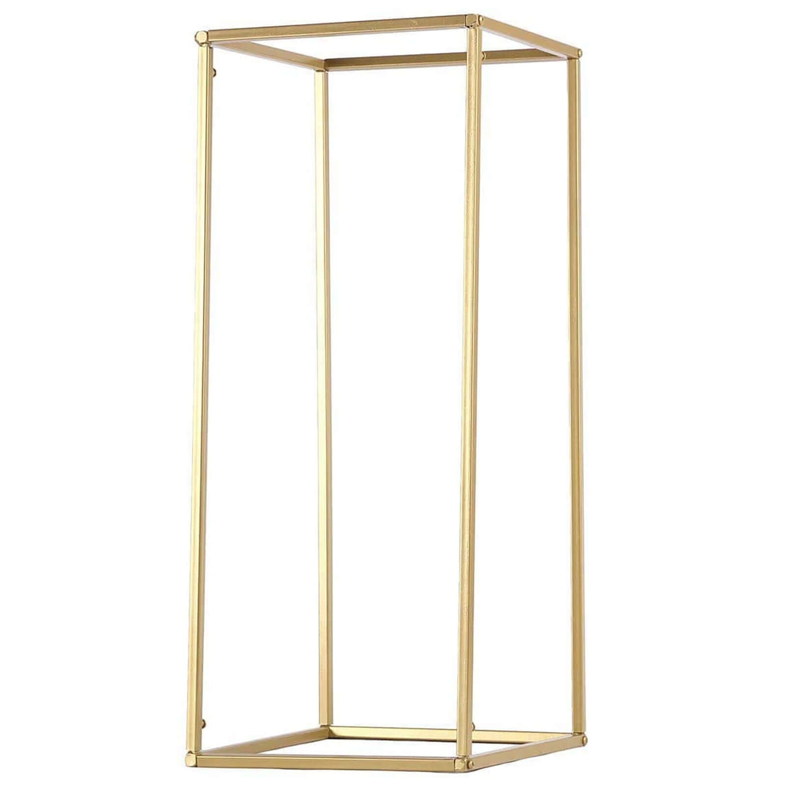 2 - Pack Wedding Flower Stand Gold Metal Geometric Column Frame Rectangular - Versatile Floral Pedestal for Sophisticated Arrangements 24" - Linen Luxes