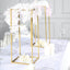 2 - Pack Wedding Flower Stand Gold Metal Geometric Column Frame Rectangular - Versatile Floral Pedestal for Sophisticated Arrangements 24" - Linen Luxes