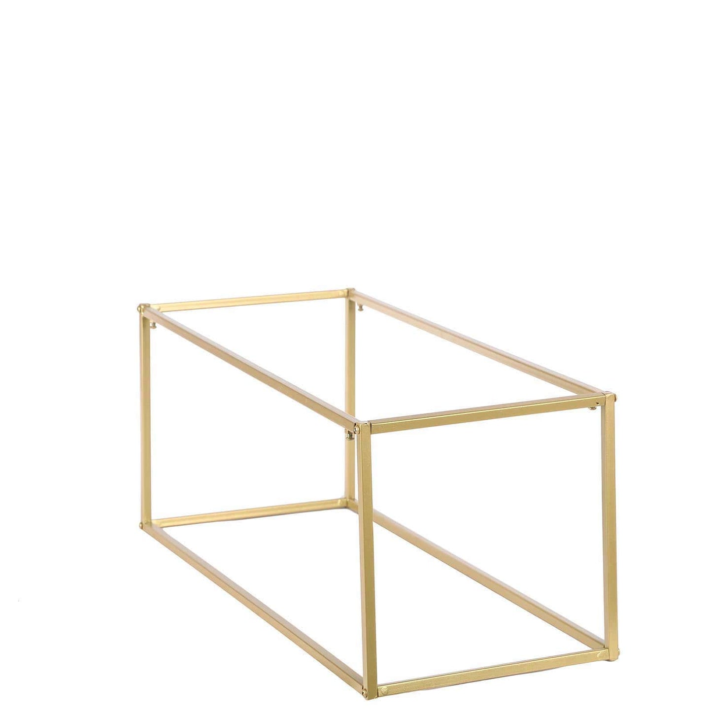 2 - Pack Wedding Flower Stand Gold Metal Geometric Column Frame Rectangular - Versatile Floral Pedestal for Sophisticated Arrangements 24" - Linen Luxes