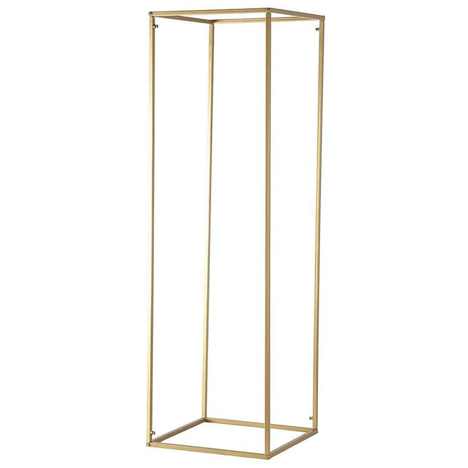 2 - Pack Wedding Flower Stand Gold Metal Geometric Column Frame Rectangular - Versatile Floral Pedestal for Sophisticated Arrangements 40" - Linen Luxes