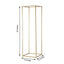 2 - Pack Wedding Flower Stand Gold Metal Geometric Column Frame Rectangular - Versatile Floral Pedestal for Sophisticated Arrangements 40" - Linen Luxes