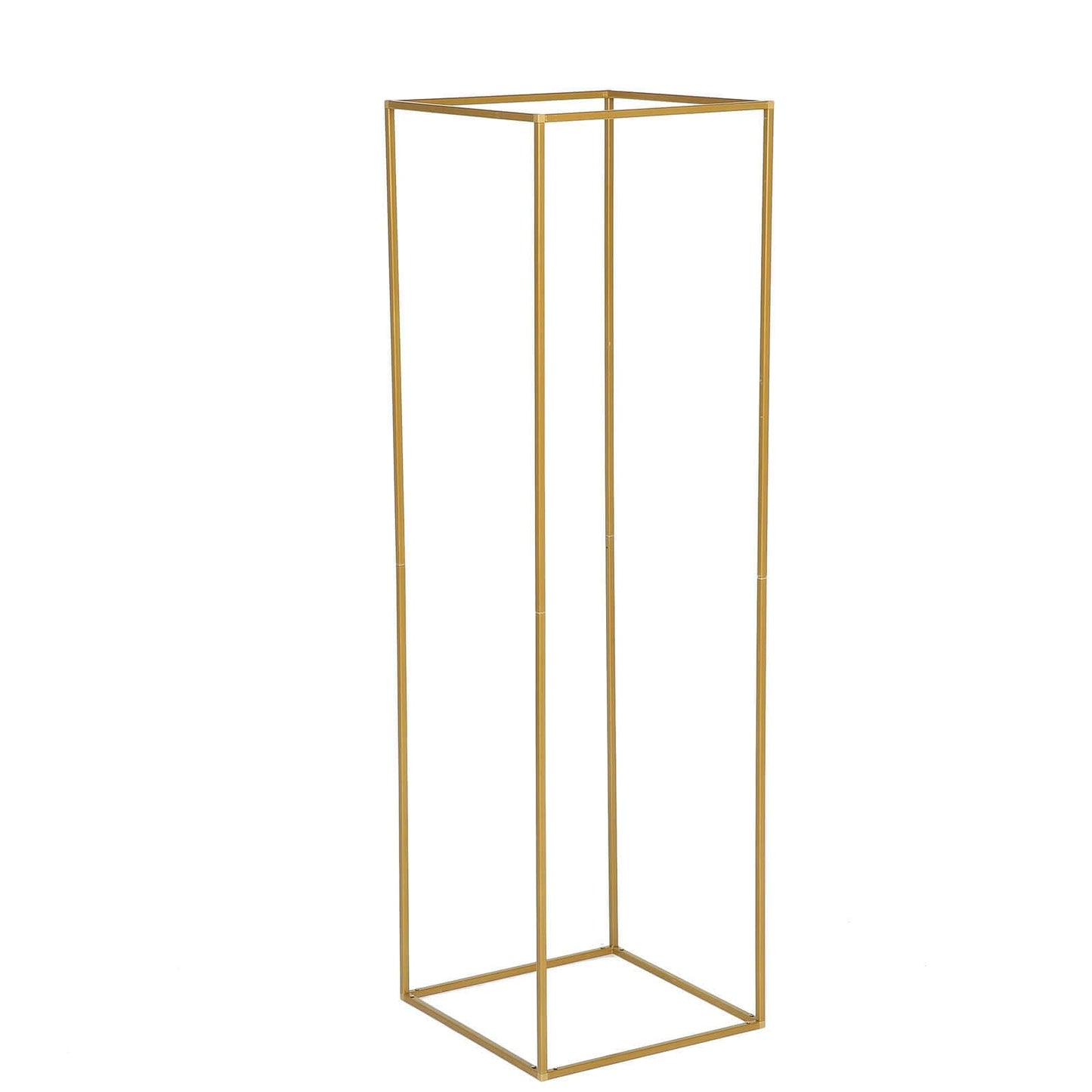 2 - Pack Wedding Flower Stand Gold Metal Geometric Column Frame Rectangular - Versatile Floral Pedestal for Upscale Arrangements 48" - Linen Luxes