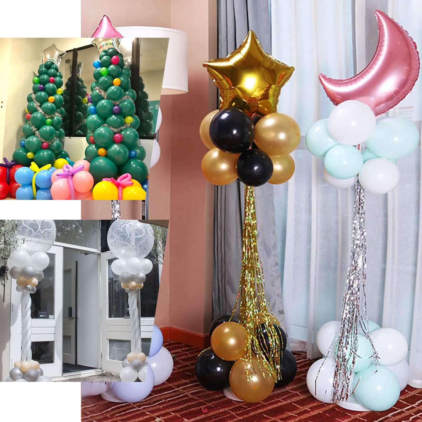 2 Pack White Balloon Column Stand Kit, 5ft Balloon Towers - Linen Luxes