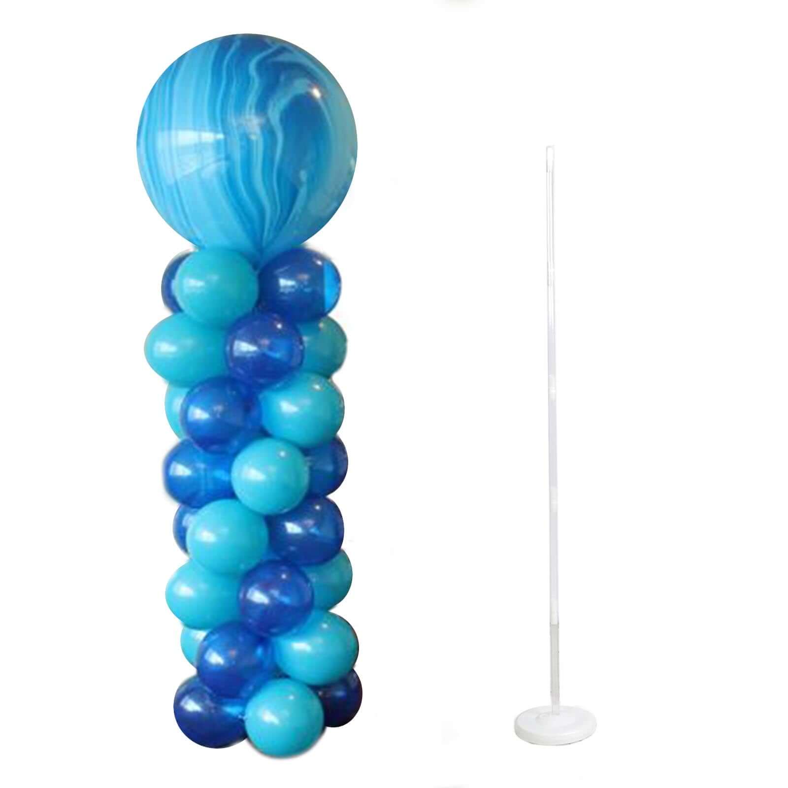 2 Pack White Balloon Column Stand Kit, 8ft Balloon Towers - Linen Luxes
