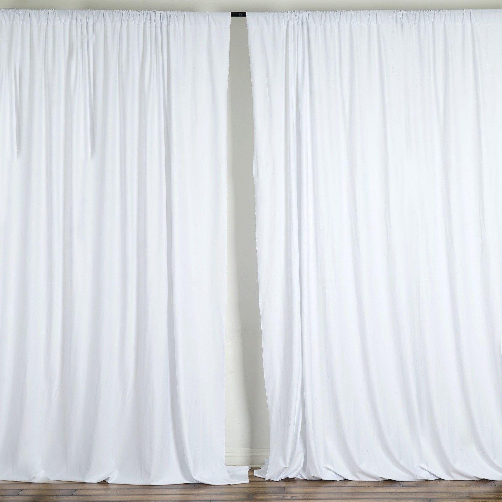 2 Pack White Scuba Polyester Event Curtain Drapes, Durable Flame Resistant Backdrop Event Panels Wrinkle Free with Rod Pockets - 10ftx10ft - Linen Luxes