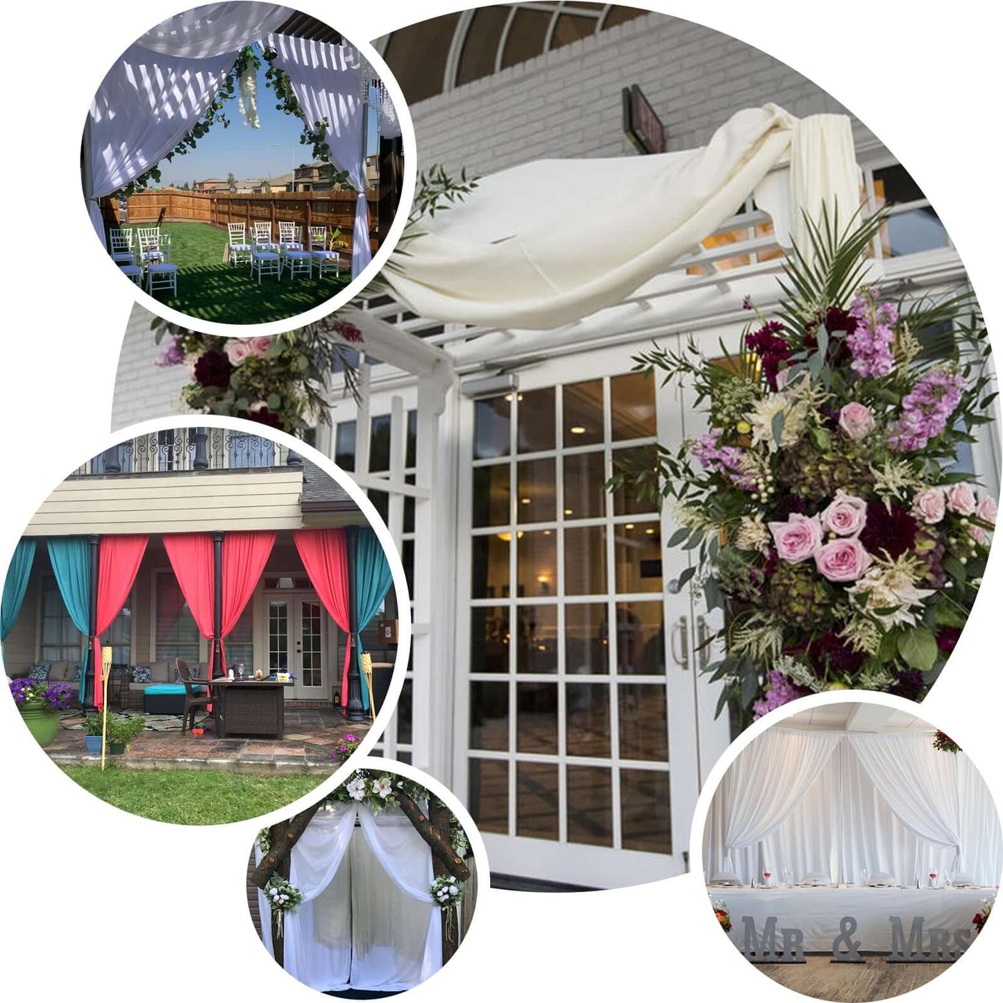 2 Pack White Scuba Polyester Event Curtain Drapes, Durable Flame Resistant Backdrop Event Panels Wrinkle Free with Rod Pockets - 10ftx10ft - Linen Luxes