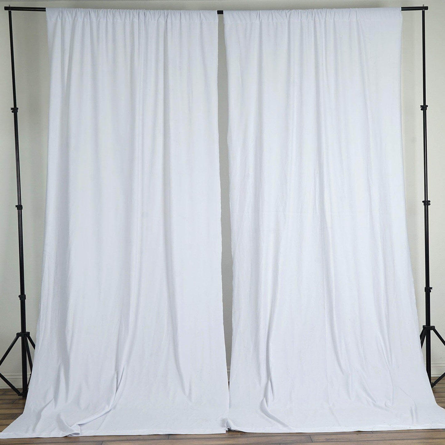 2 Pack White Scuba Polyester Event Curtain Drapes, Durable Flame Resistant Backdrop Event Panels Wrinkle Free with Rod Pockets - 10ftx10ft - Linen Luxes