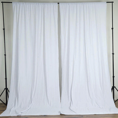 2 Pack White Scuba Polyester Event Curtain Drapes, Durable Flame Resistant Backdrop Event Panels Wrinkle Free with Rod Pockets - 10ftx10ft - Linen Luxes