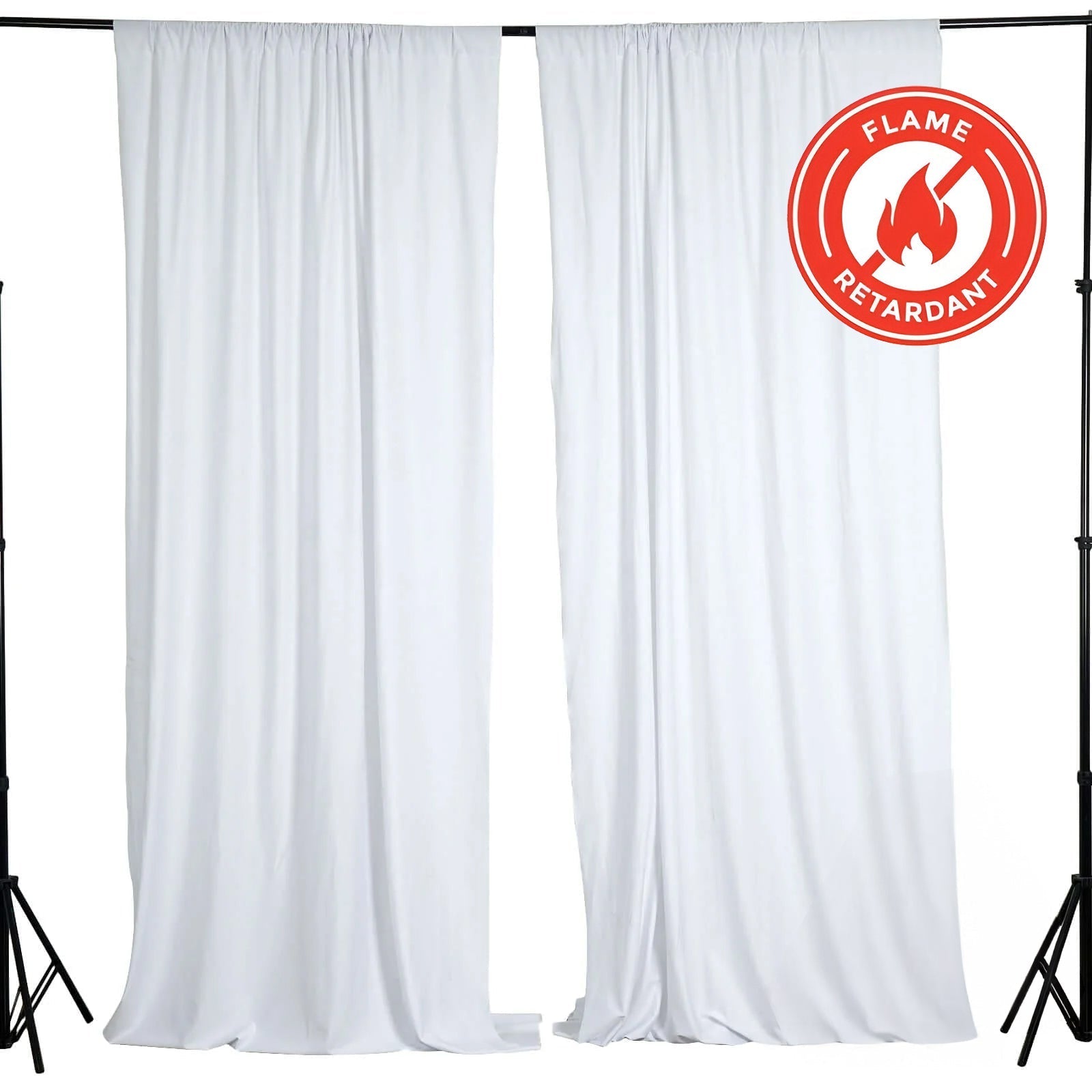 2 Pack White Scuba Polyester Event Curtain Drapes, Durable Flame Resistant Backdrop Event Panels Wrinkle Free with Rod Pockets - 10ftx10ft - Linen Luxes