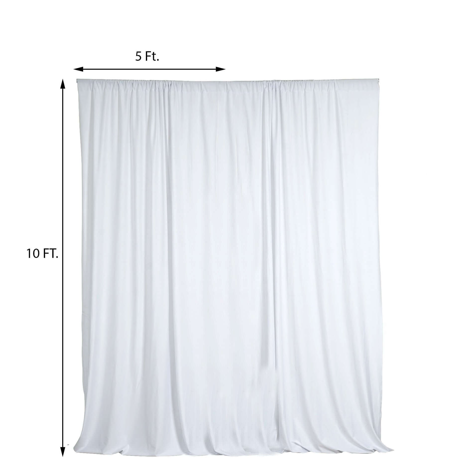 2 Pack White Scuba Polyester Event Curtain Drapes, Durable Flame Resistant Backdrop Event Panels Wrinkle Free with Rod Pockets - 10ftx10ft - Linen Luxes