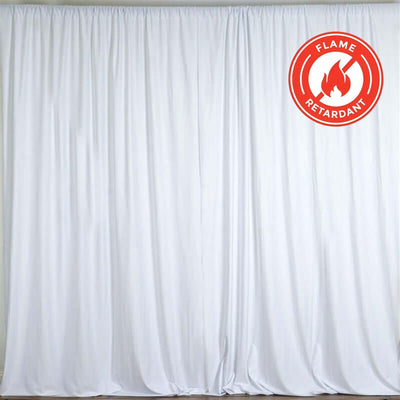 2 Pack White Scuba Polyester Event Curtain Drapes, Durable Flame Resistant Backdrop Event Panels Wrinkle Free with Rod Pockets - 10ftx10ft - Linen Luxes