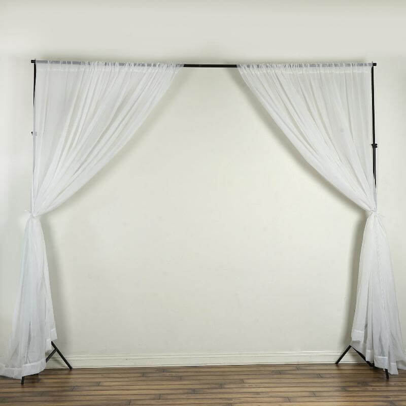 2 Pack White Sheer Chiffon Event Curtain Drapes, Durable Flame Resistant Organza Backdrop Event Panels With Rod Pockets - 10ftx10ft - Linen Luxes