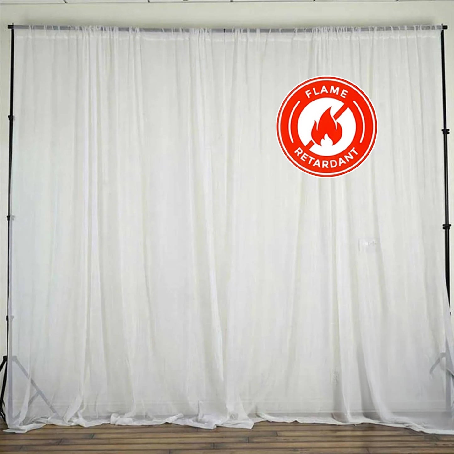 2 Pack White Sheer Chiffon Event Curtain Drapes, Durable Flame Resistant Organza Backdrop Event Panels With Rod Pockets - 10ftx10ft - Linen Luxes