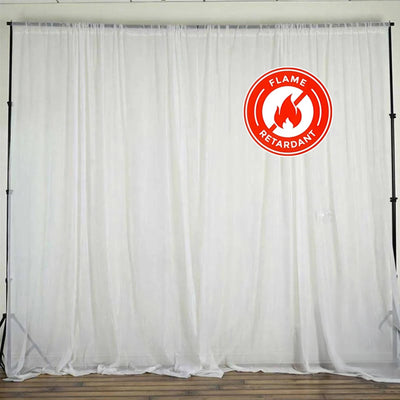 2 Pack White Sheer Chiffon Event Curtain Drapes, Durable Flame Resistant Organza Backdrop Event Panels With Rod Pockets - 10ftx10ft - Linen Luxes