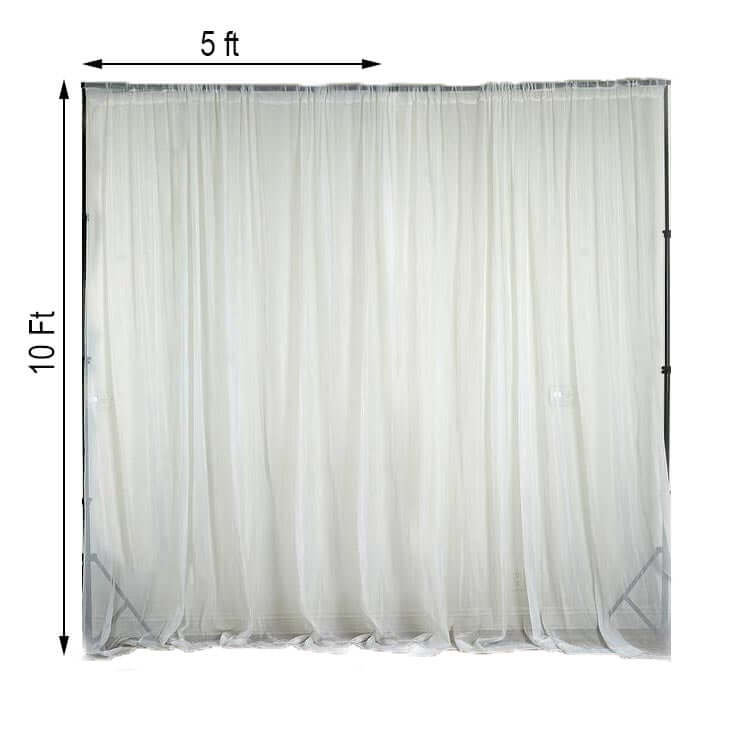 2 Pack White Sheer Chiffon Event Curtain Drapes, Durable Flame Resistant Organza Backdrop Event Panels With Rod Pockets - 10ftx10ft - Linen Luxes