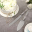 2 Set Knife and Server Stainless Steel with Clear Acrylic Handle - Party Favors with Gift Box 10" & 12" - Linen Luxes