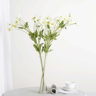 2 Stems 33" Ivory Artificial Silk Poppy Flower Bouquet Bushes