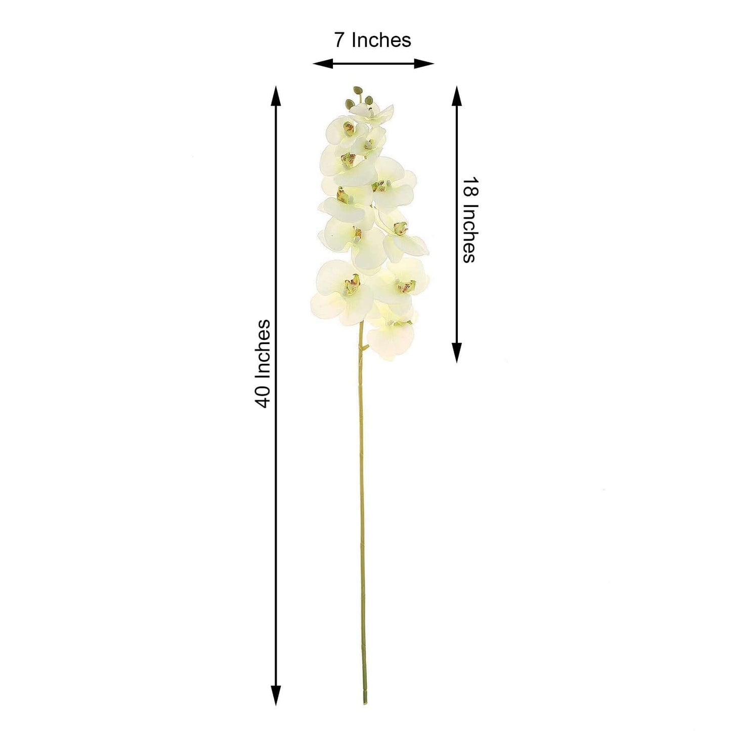 2 Stems 40" Tall Cream Artificial Silk Orchid Flower Bouquets - Linen Luxes