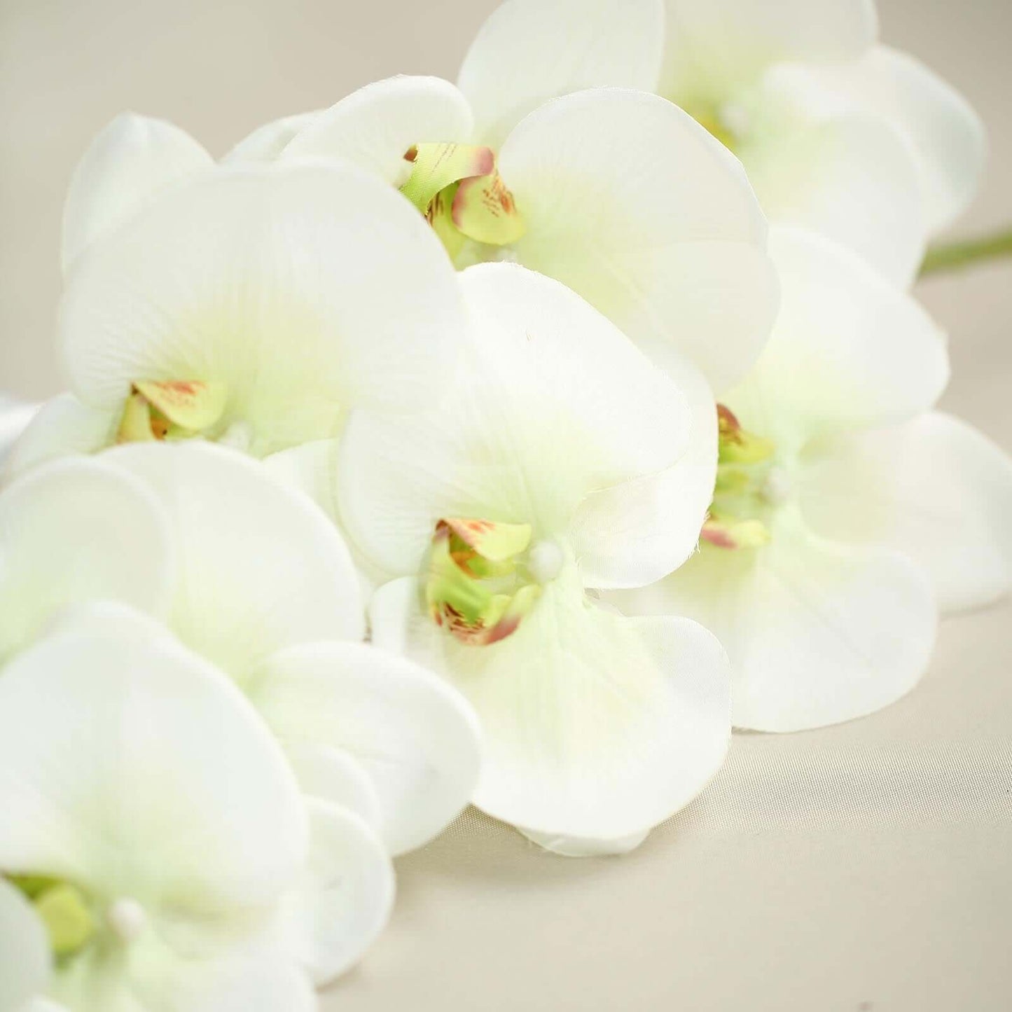 2 Stems 40" Tall Cream Artificial Silk Orchid Flower Bouquets - Linen Luxes