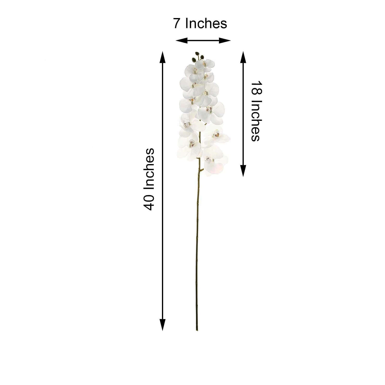 2 Stems 40" Tall White Artificial Silk Orchid Flower Bouquets - Linen Luxes