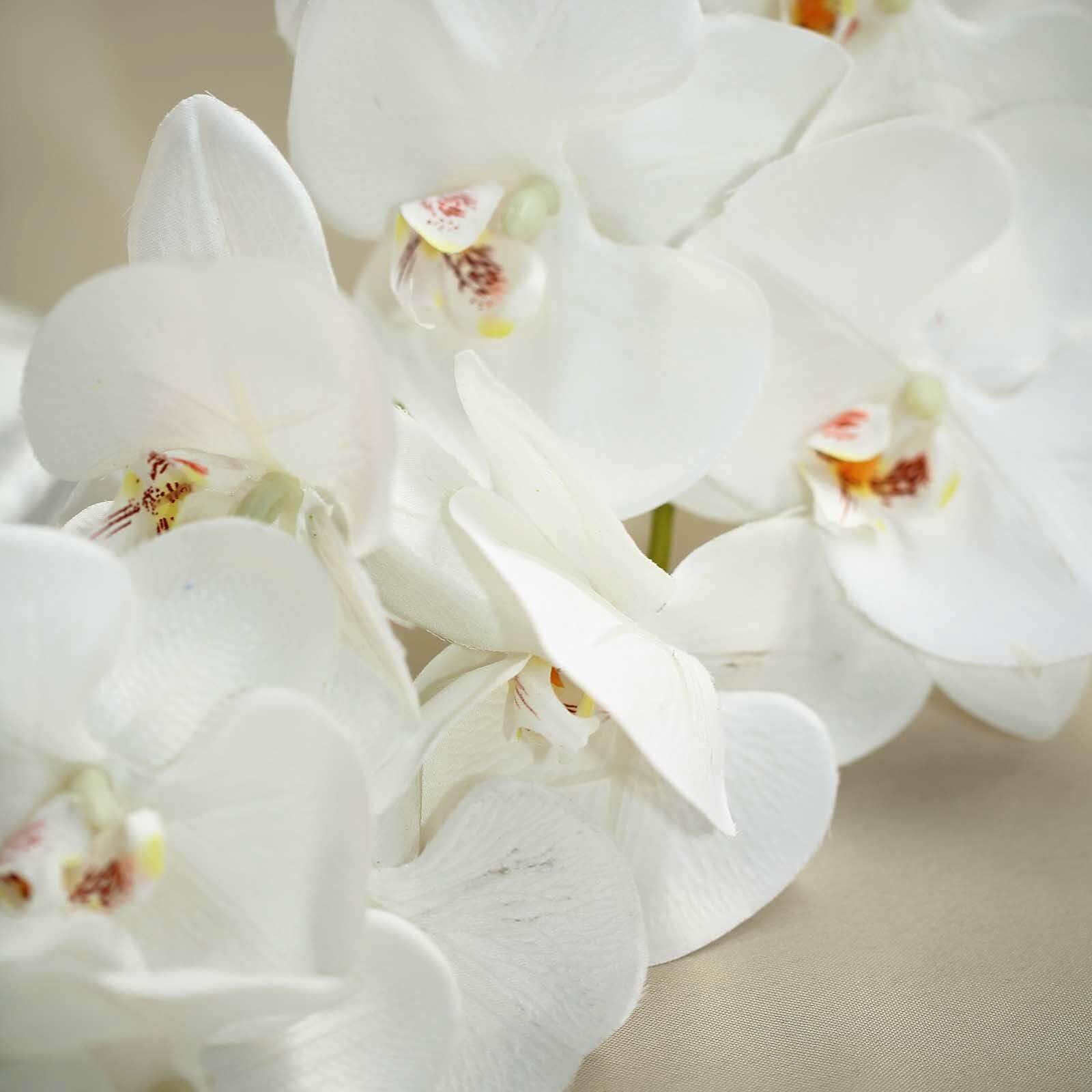 2 Stems 40" Tall White Artificial Silk Orchid Flower Bouquets - Linen Luxes